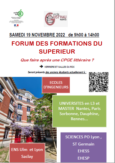 Forum des Formations du Supérieur Samedi 19 Novembre